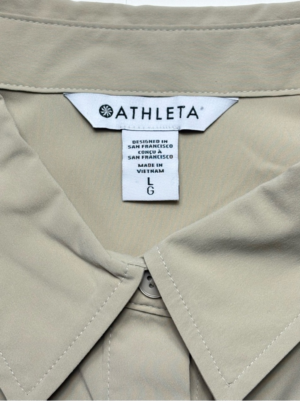 NWT Athleta Midday Ultra Cropped Poplin Shirt • Ecru • Size L - Picture 7 of 11